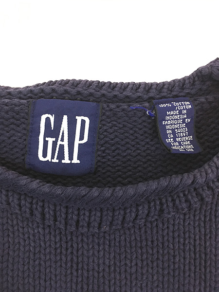 古着 90s GAP 無地 プレーン ボトルネック ローゲージ コットン ニット