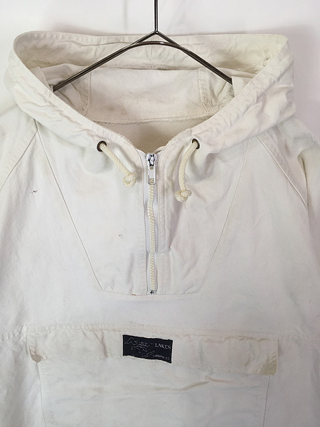 古着 80s GREAT LAKES ホワイト コットン キャンバス ハーフジップ
