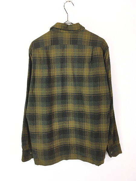 古着 60s Pendleton 好配色 オリーブ チェック 開襟 ボックス ウール