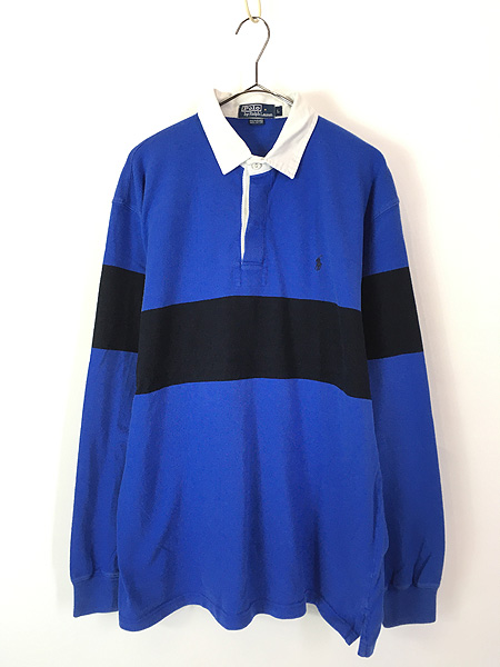 古着 Polo Ralph Lauren 紺×青 バイカラー ラガー ラグビー シャツ L