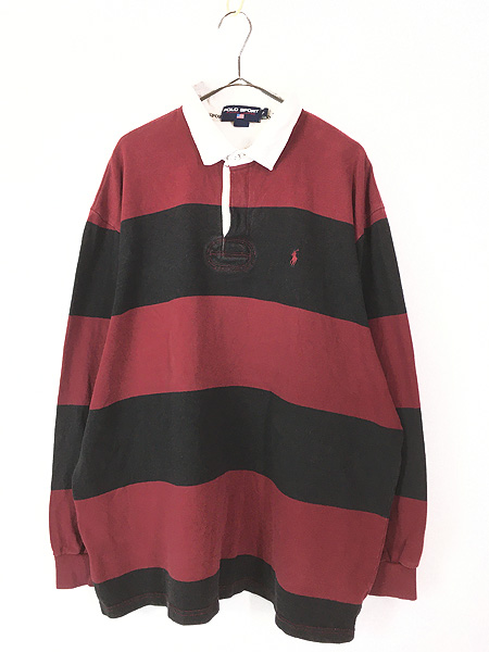 古着 90s POLO SPORT Ralph Lauren 赤×黒 ボーダー ナンバリング