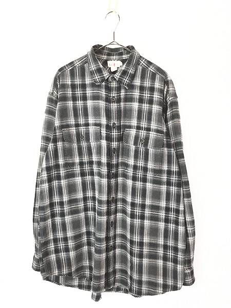 古着 90s J Crew ブラック オンブレ シャドー チェック フランネル