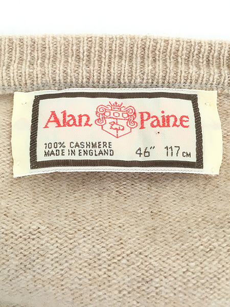 古着 70s 英国製 Alan Paine 豪華 100% カシミヤ ニット セーター 46