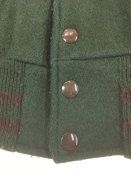 古着 80s USA製 DeLONG 本革 レザー メルトン ウール 襟付き