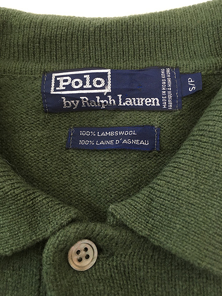 古着 90s Polo Ralph Lauren ワンポイント 襟付き ラムウール ニット
