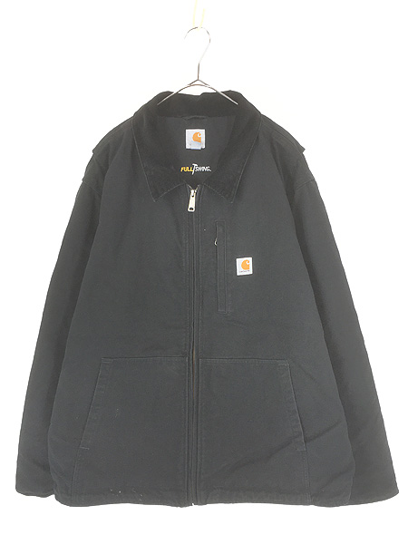 古着 Carhartt 「Full Swing」 襟コーデュロイ 裏ボア 縦ポケット BLK