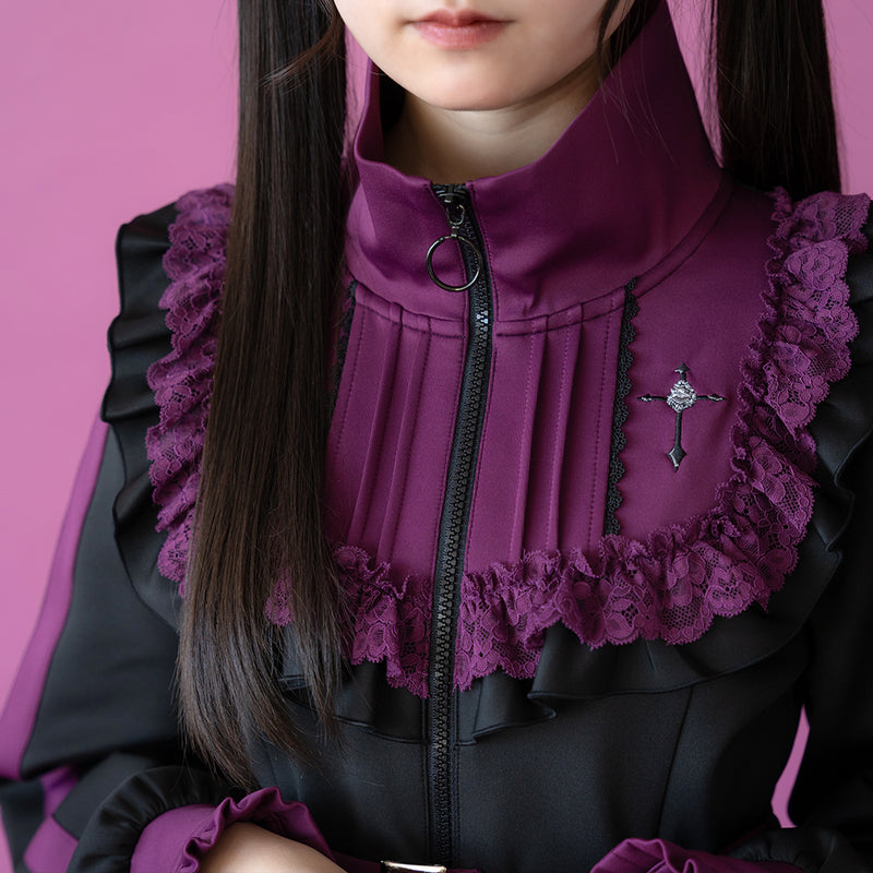 十字架刺繍フリルシスタージャージワンピース – レディース