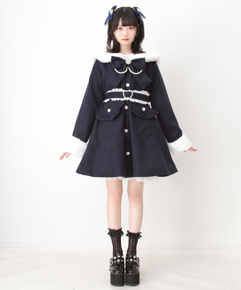 ハートバックルベルトセーラーファーコート – レディースファッション