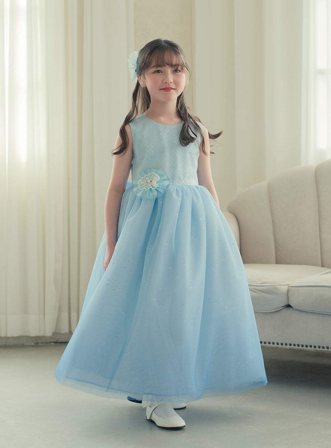 子供ドレス|子供ドレスなら182-ブルーバイアスチェックスパンコール