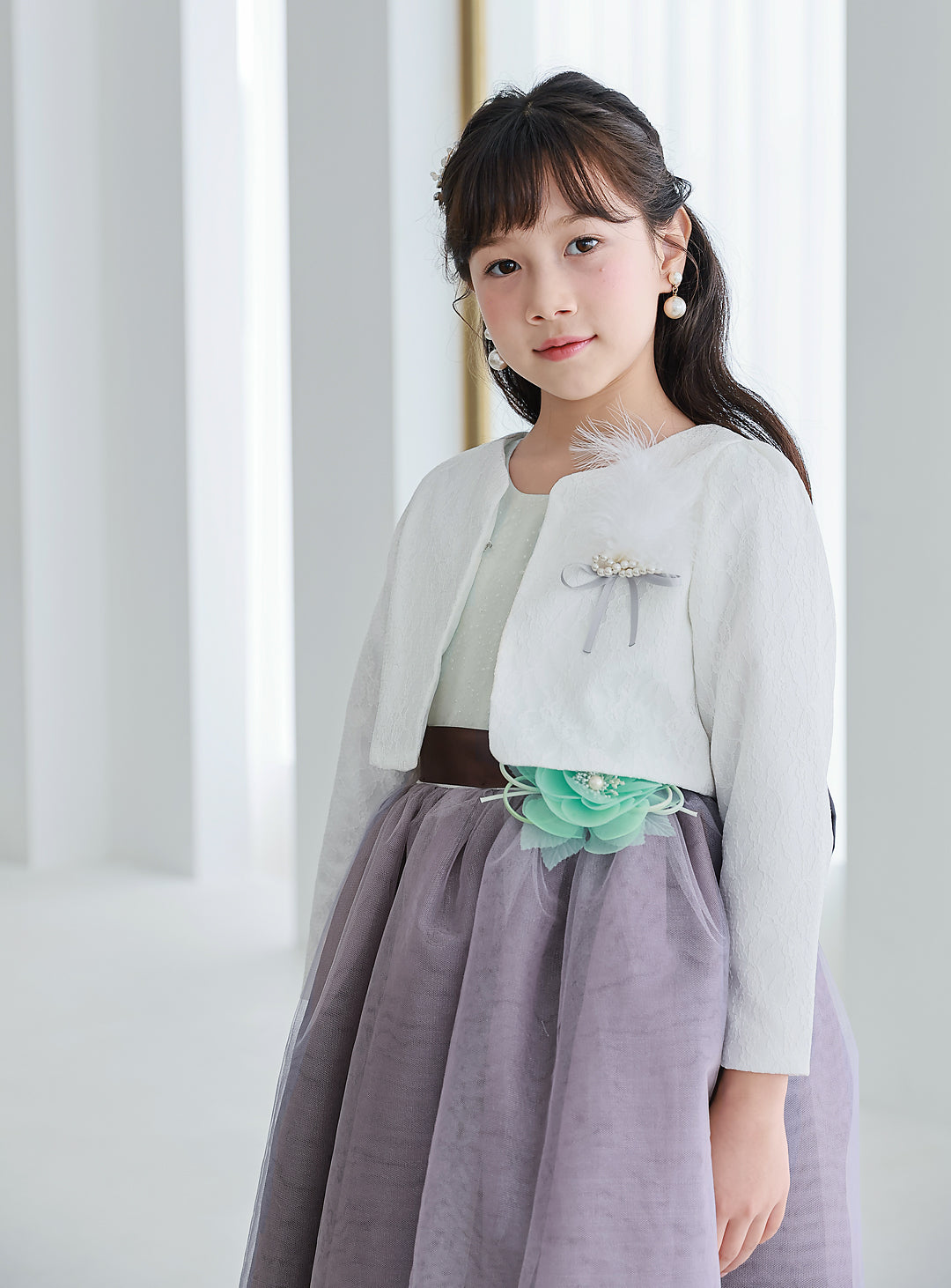 子供ドレス|子供ドレスならミント×チャコールスパンコールロングドレス