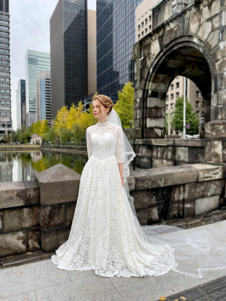 ウェディングドレス 長袖ハイネック K-17 - ウェディングドレスセール1