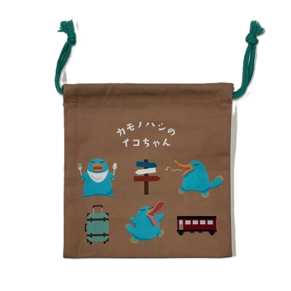 カモノハシのイコちゃん×ドクターイエロー ミニ巾着 グリーン: 鉄道