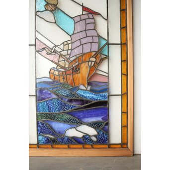 帆船 ステンドグラス 窓 GD0240｜骨董店 のびる 古美術 骨董 和風建具