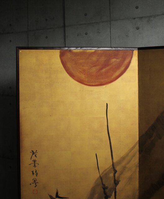 倣 寺崎広業 金地 竹梅図屏風 Z709｜骨董店 のびる 古美術 骨董 和風