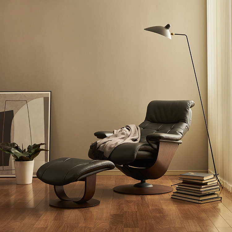 ザ・ファースト RU7202（S+）オットマンセット ブラック モカブラウン