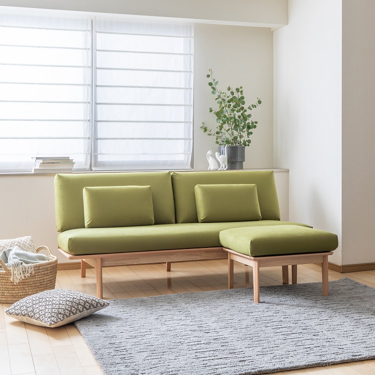 カリモク　ソファー　ライトグリーン（定価33万） 3人掛ソファ WG3003 グリーン<ディナミカ（旧ラムース）> ピュアビーチ