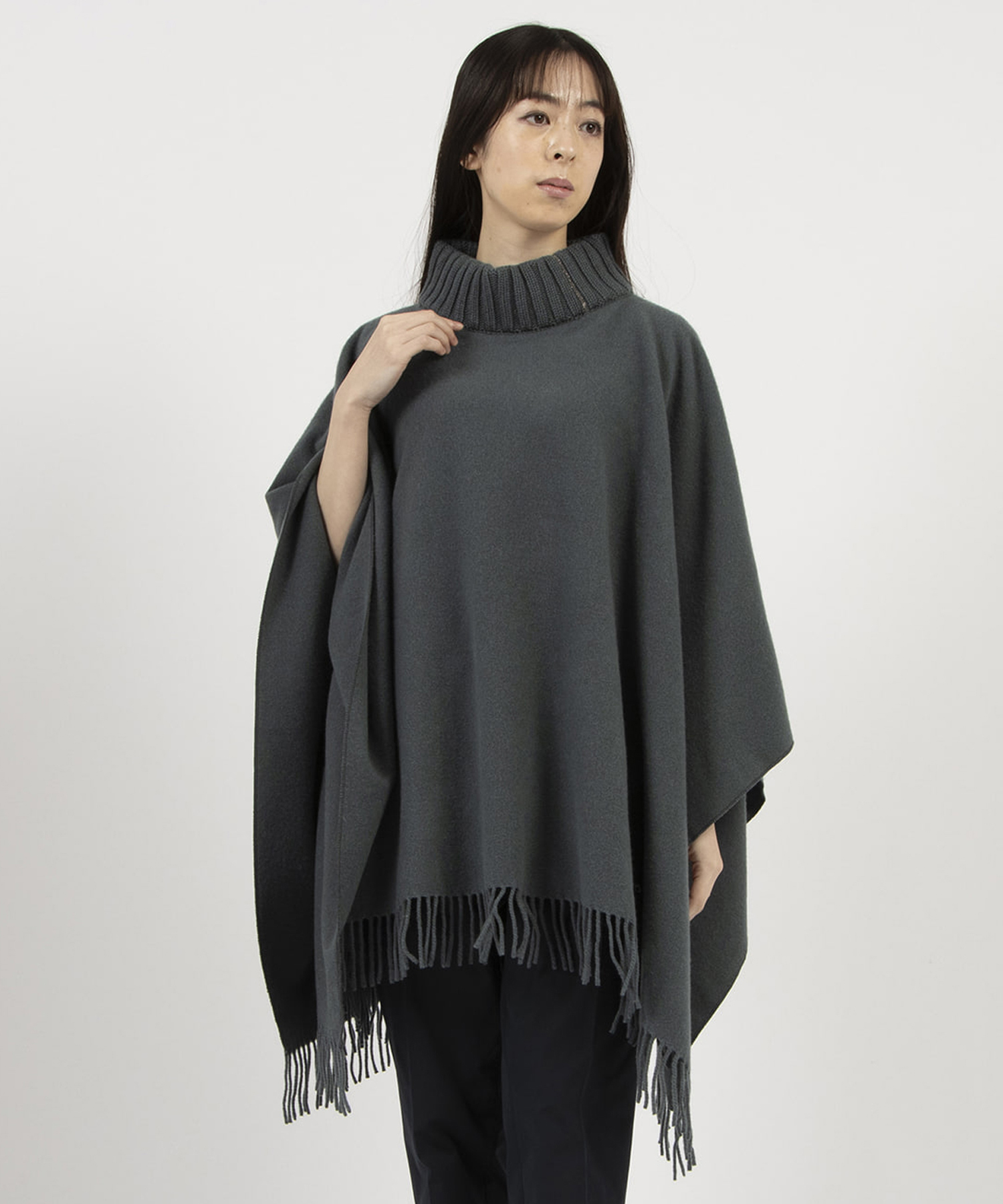 Leilian レリアン ポンチョ カシミヤ100% チェック M 【公式通販】