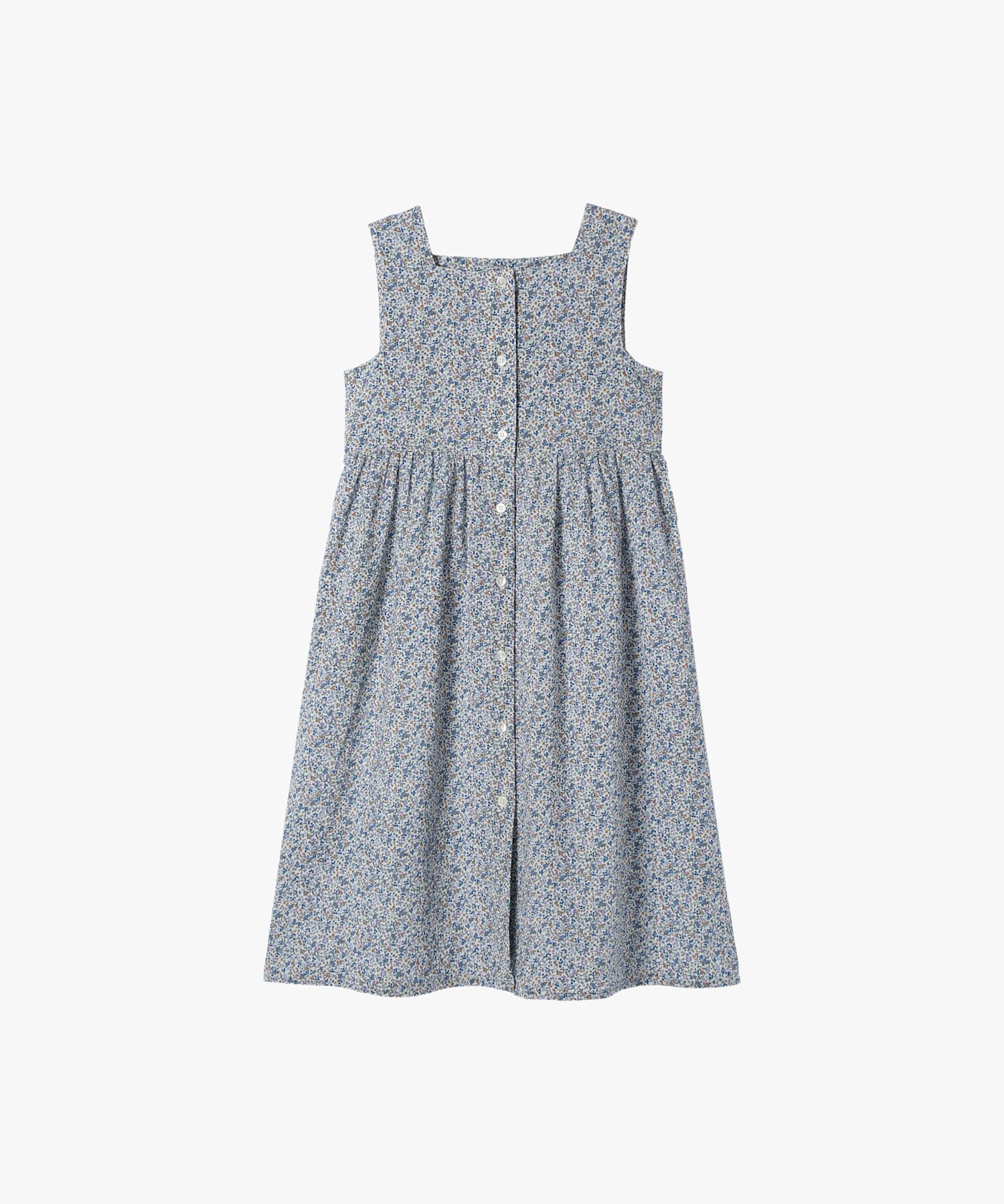 キッズ フラワープリント シアサッカー ノースリーブ ワンピース