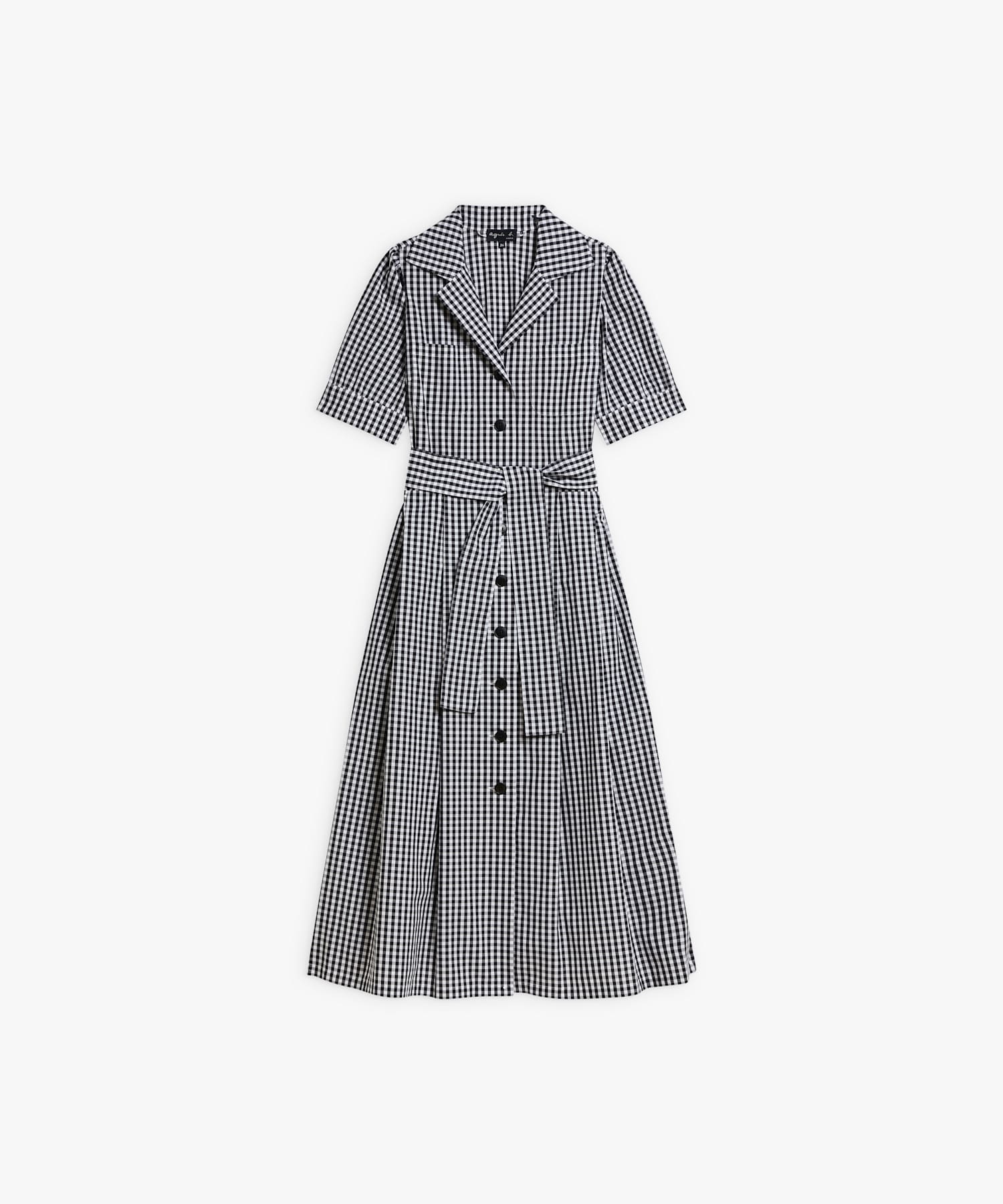 ギンガムチェック 半袖 開襟シャツワンピース 