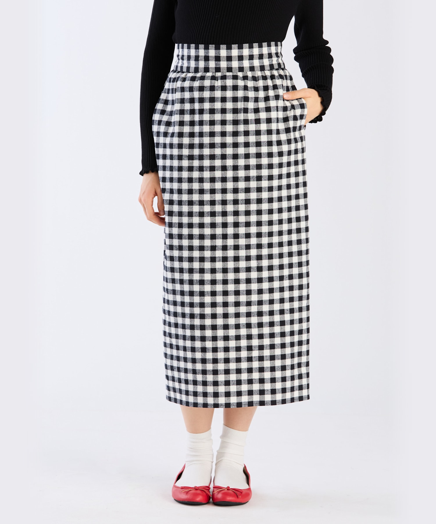 ネップギンガムチェックスカート ｜To b. by agnès b.（トゥービー