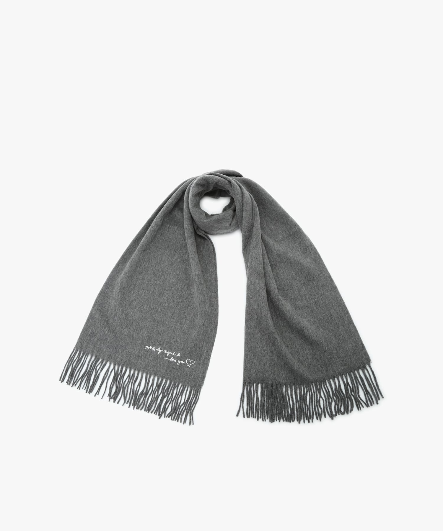 ロゴ刺繍 ウール カシミア マフラー ｜To b. by agnès b.（トゥービー