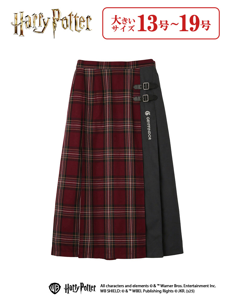 大きいサイズ13号～19号】 チェック×無地 ロングスカート〈ハリー