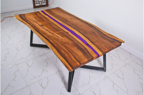 Black Walnut Table with Purple Epoxy – Eastern Deco