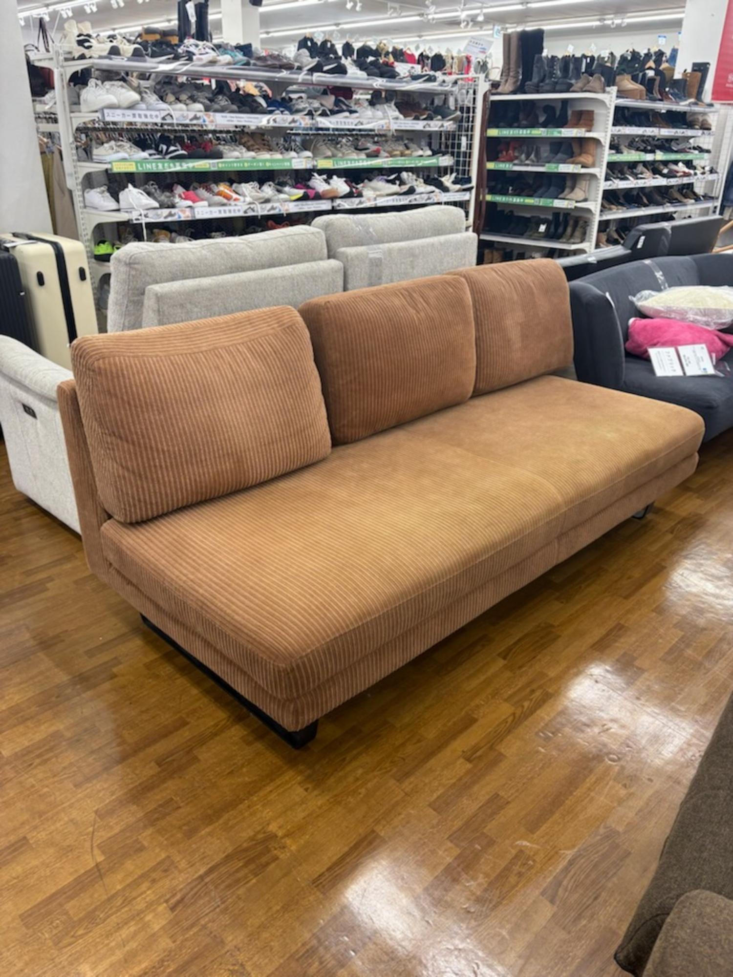 UNICO (ウニコ) アームレスソファ カーキ 3人掛け ファブリック GRIFU