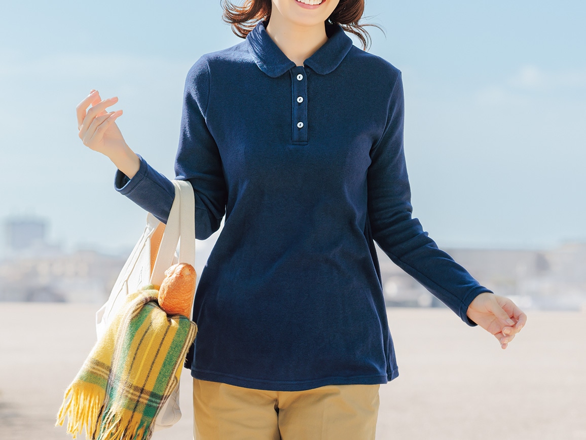 ソフトサーモα ポロ襟チュニック(03_L 62_ネイビー): ｜ カタログ通販