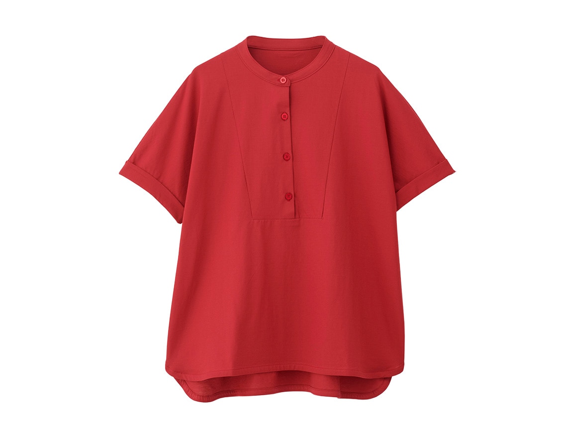 シャツ風コットンプルオーバー(01_S 11_レッド): ｜ カタログ通販の