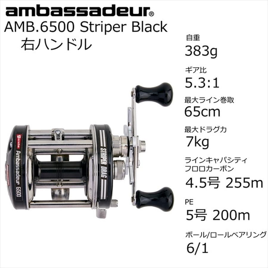 AbuGarcia アブガルシア ベイトリール AMB.6500 Striper Black （右