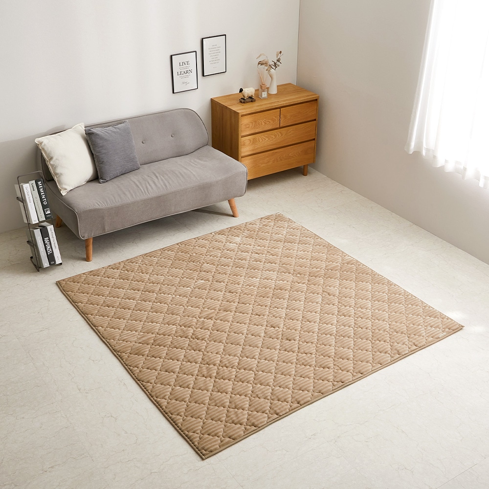 くすみカラーのストライプフランネルラグ ショコラ キャメルベージュ