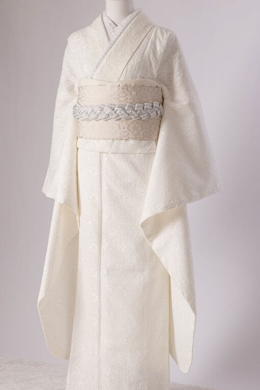 振袖フルセットレンタル】白総レース 生地一体型レース