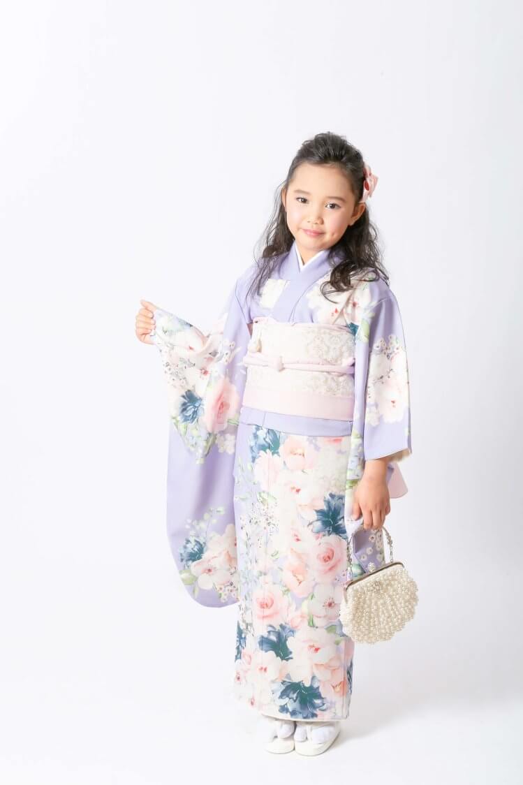 七五三 七歳 着物フルセット 紫 帯 小物一式 草履 七五三 7歳 フルセット