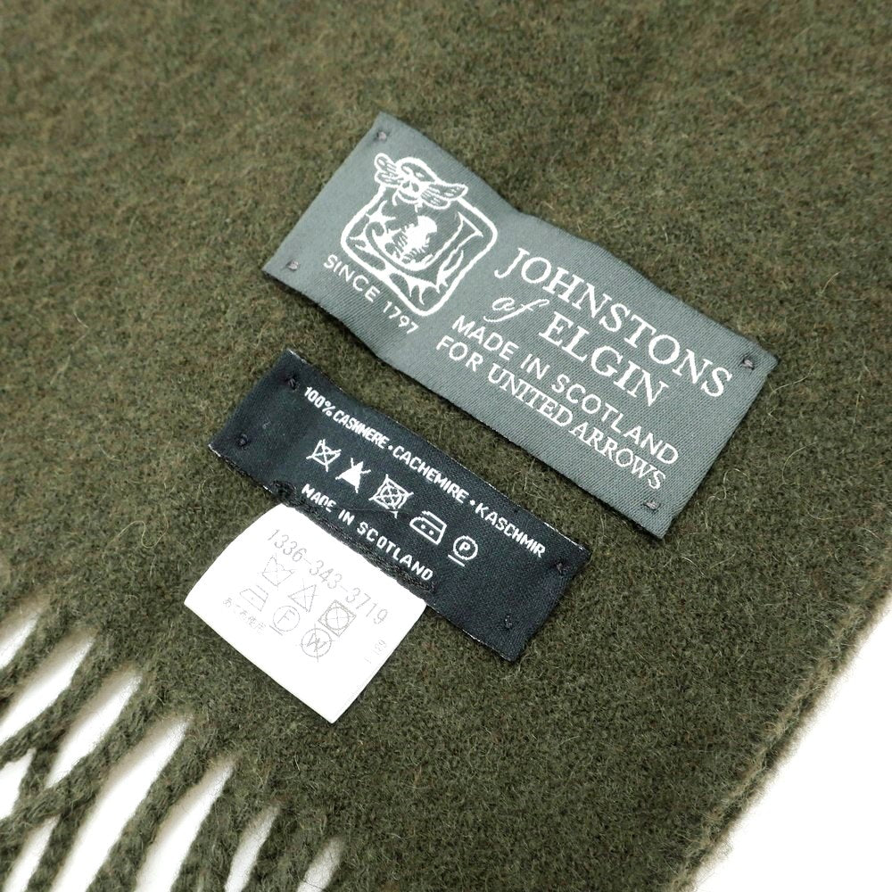 Johnstons of Elgin 100%カシミヤマフラー オリーブグリーン