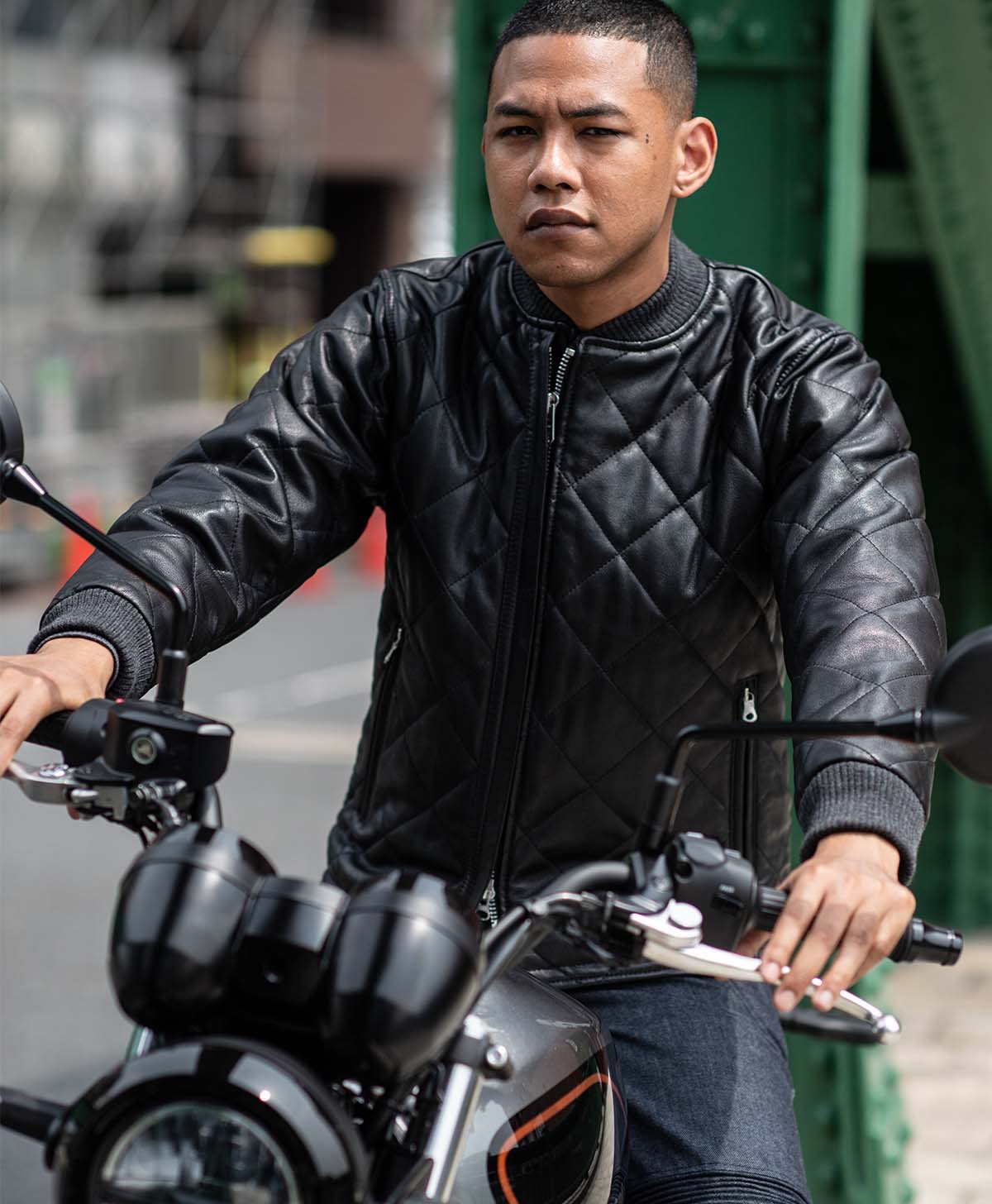 Leather jacket diamond quilted leather blouson | Kadoya official