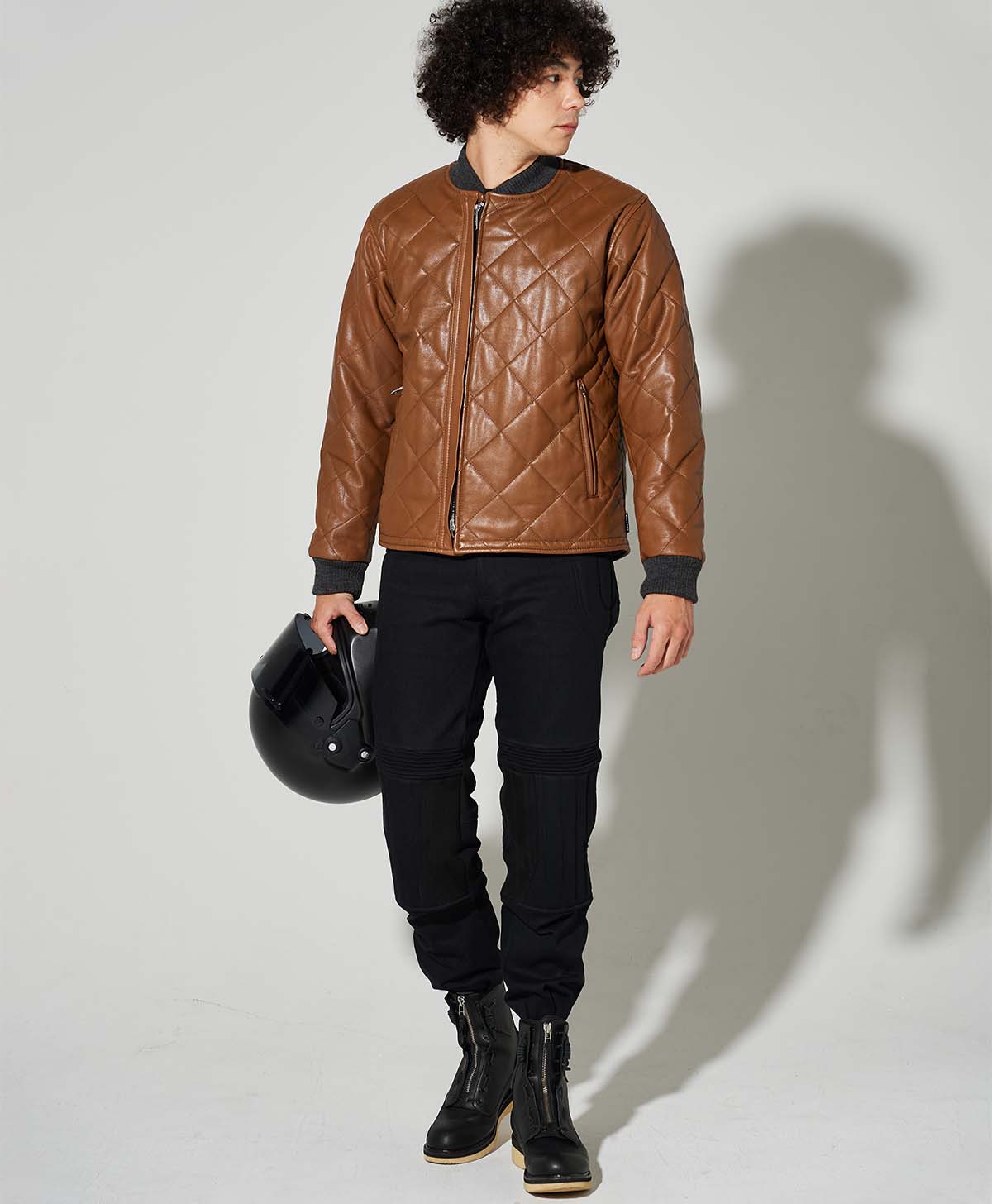 革ジャン ダイヤモンドキルティング レザーブルゾン｜カドヤ公式