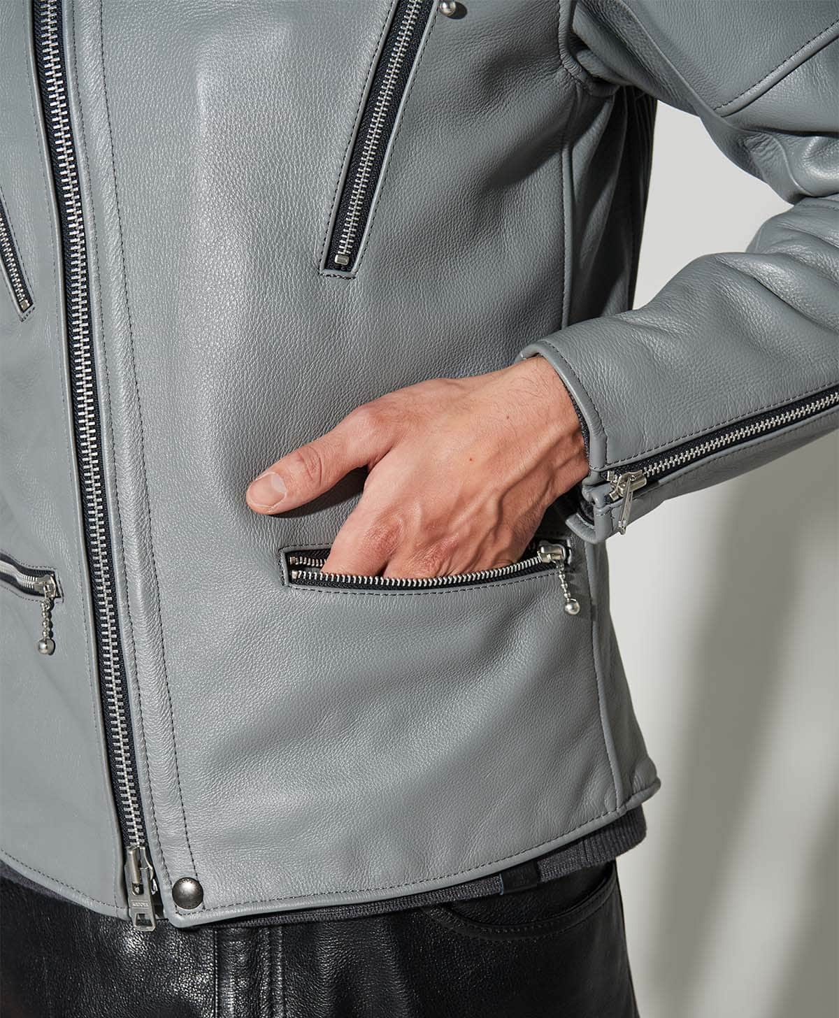 革ジャン ハイネック セミダブル レザージャケット｜カドヤ公式