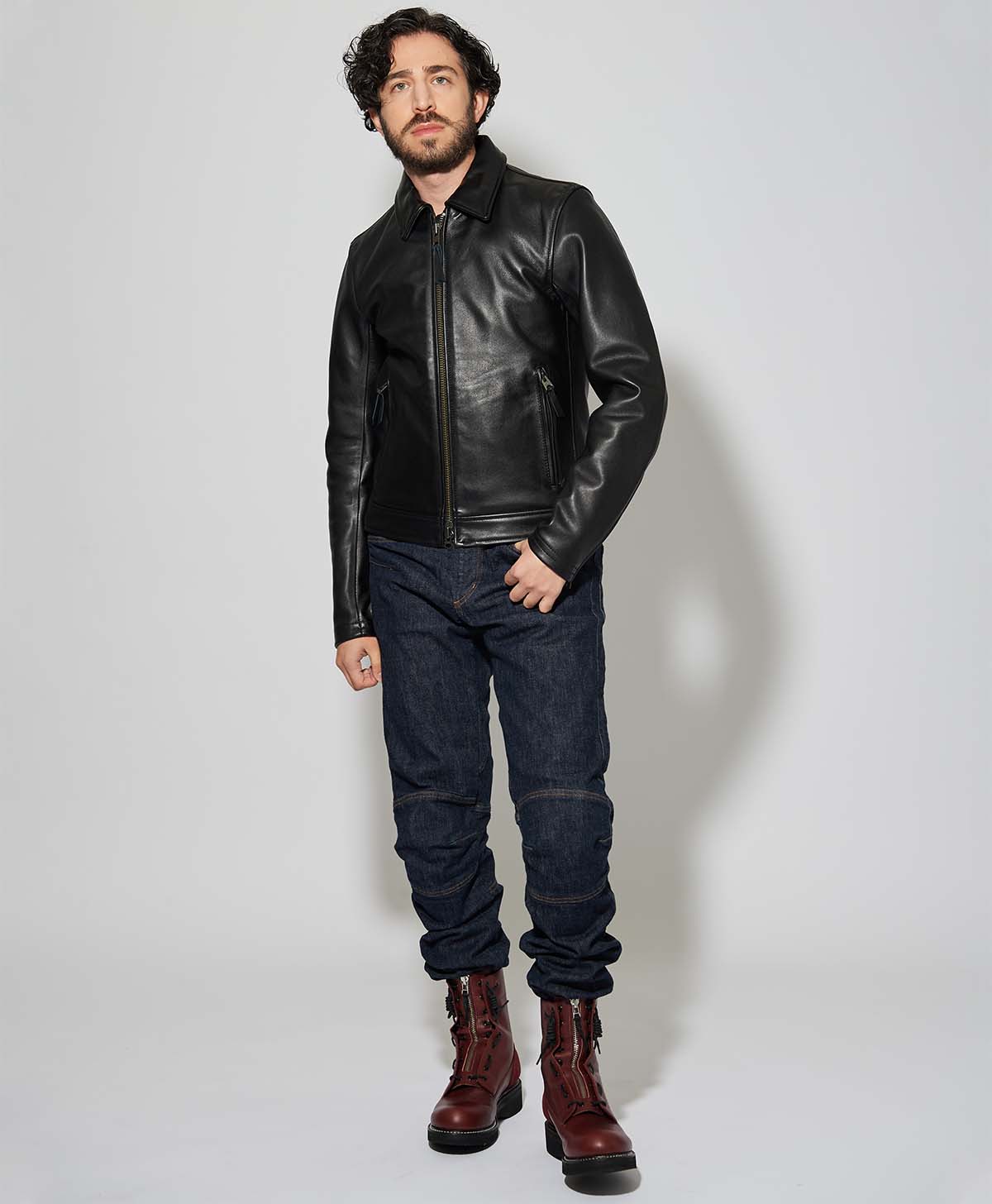 Leather jacket tight single leather jacket | Kadoya official