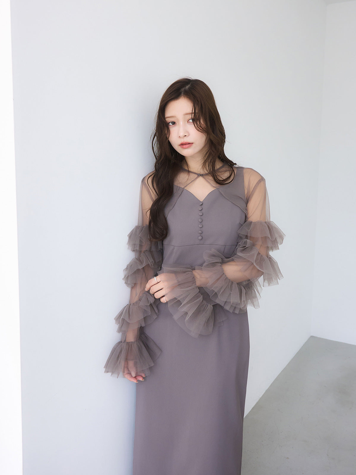 ラッフルスリーブチュールボレロSETキャミドレス