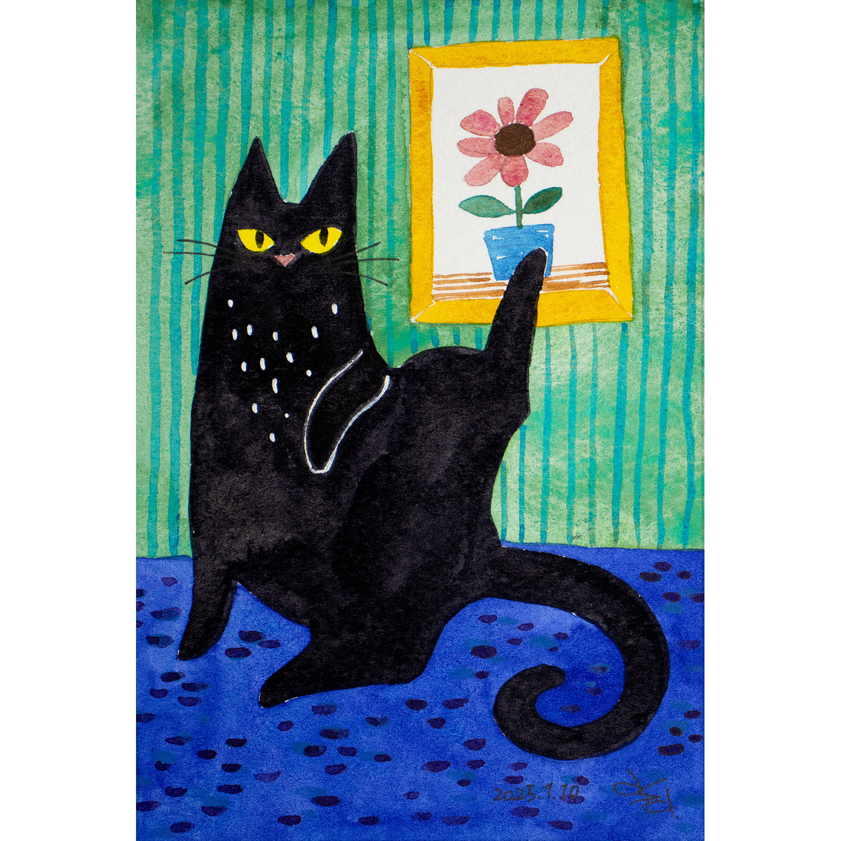 黒猫シリーズK」 by asa｜Artmeter｜暮らしを彩るアートが、きっと見つかる