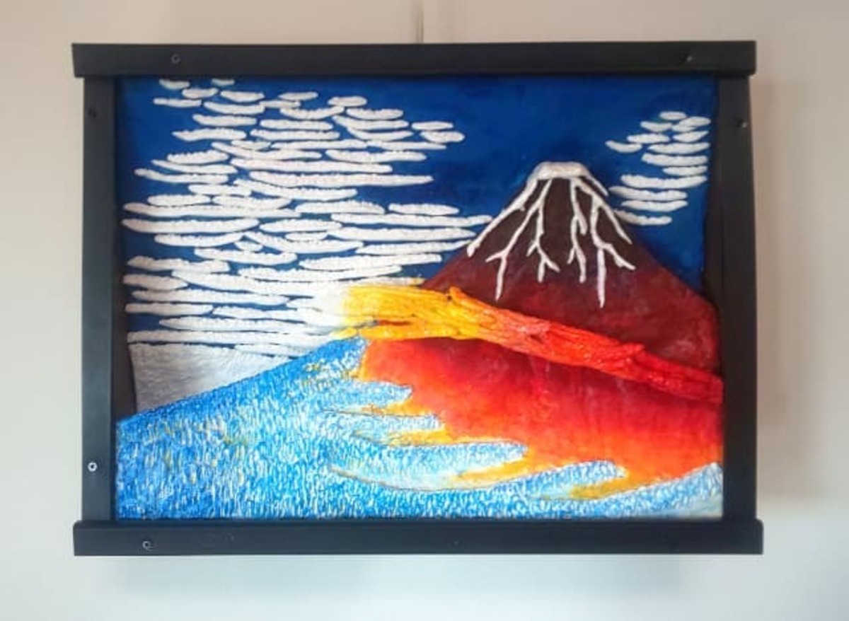 赤富士と浮雲」(3D絵画)」 by 山川善作｜Artmeter｜暮らしを彩るアート