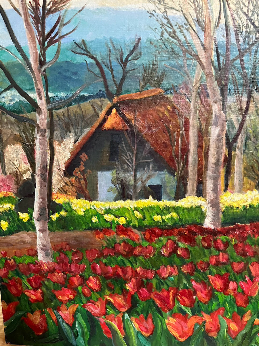 油彩画 花のある風景」 by ますみ｜Artmeter｜暮らしを彩るアートが