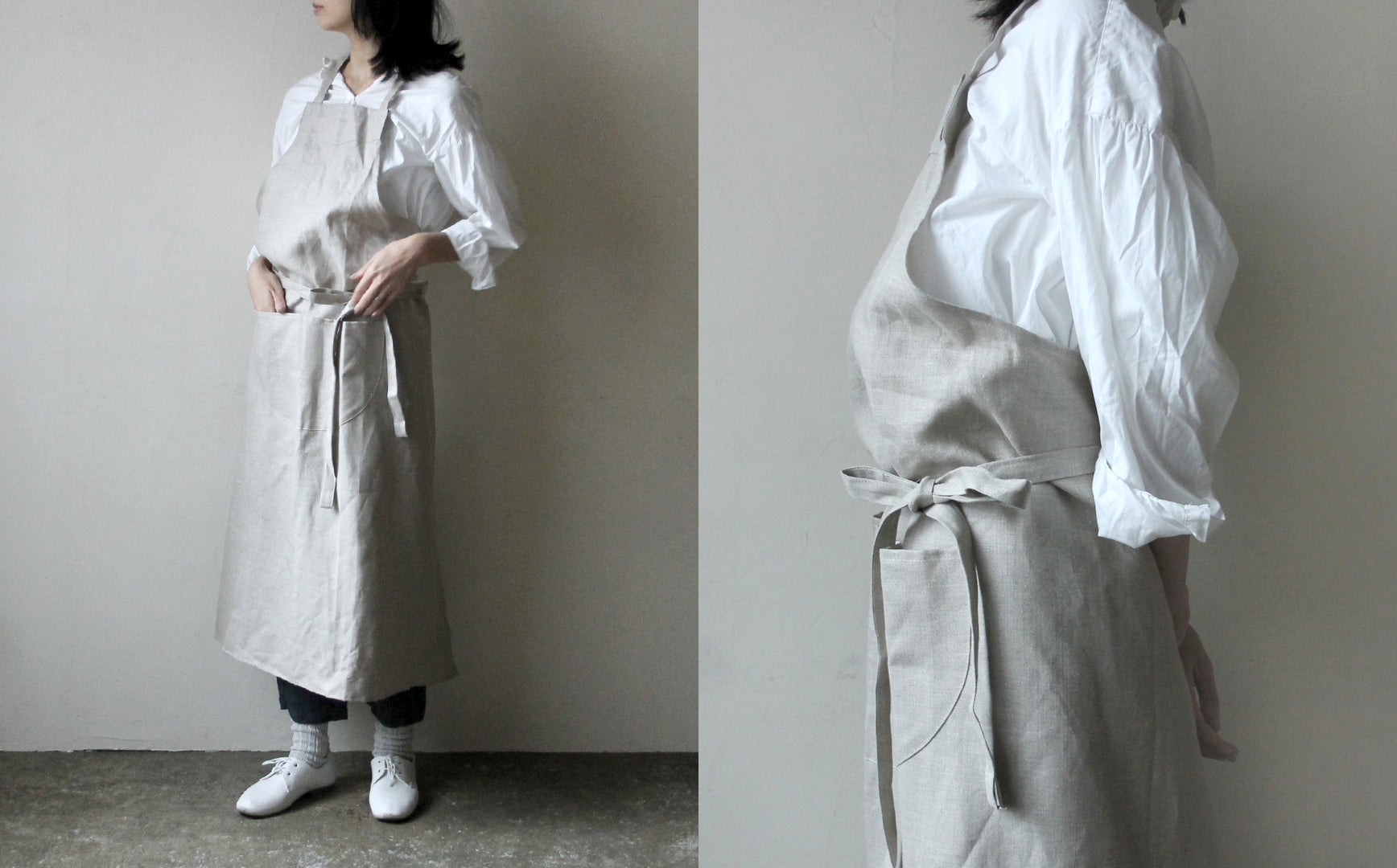 エプロン 麻100% LIBECOリベコ ベルギー製 未使用 エプロン 麻100