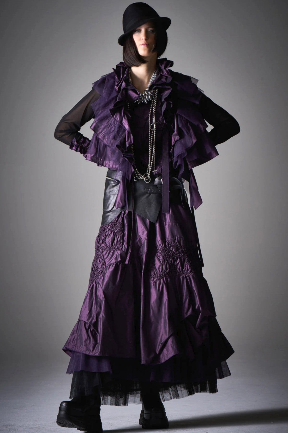 エイココンドウ 総柄 ゆったり 羽織り コート ウール タフタ アウター