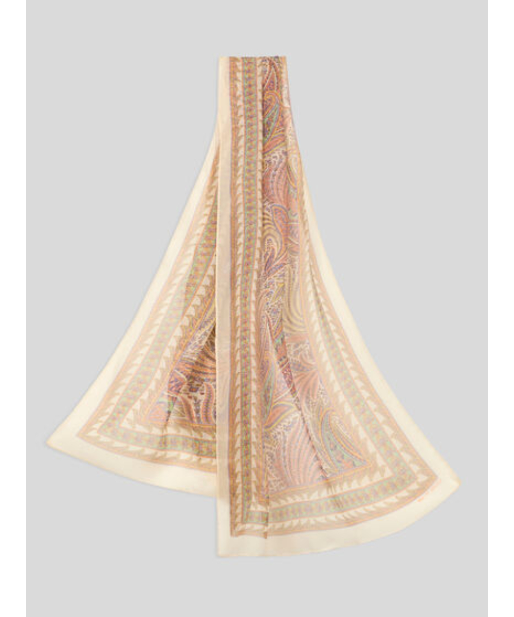 タグ付き】ETRO スカーフ 大判 シルク ウール ケースなし価格 オレンジ