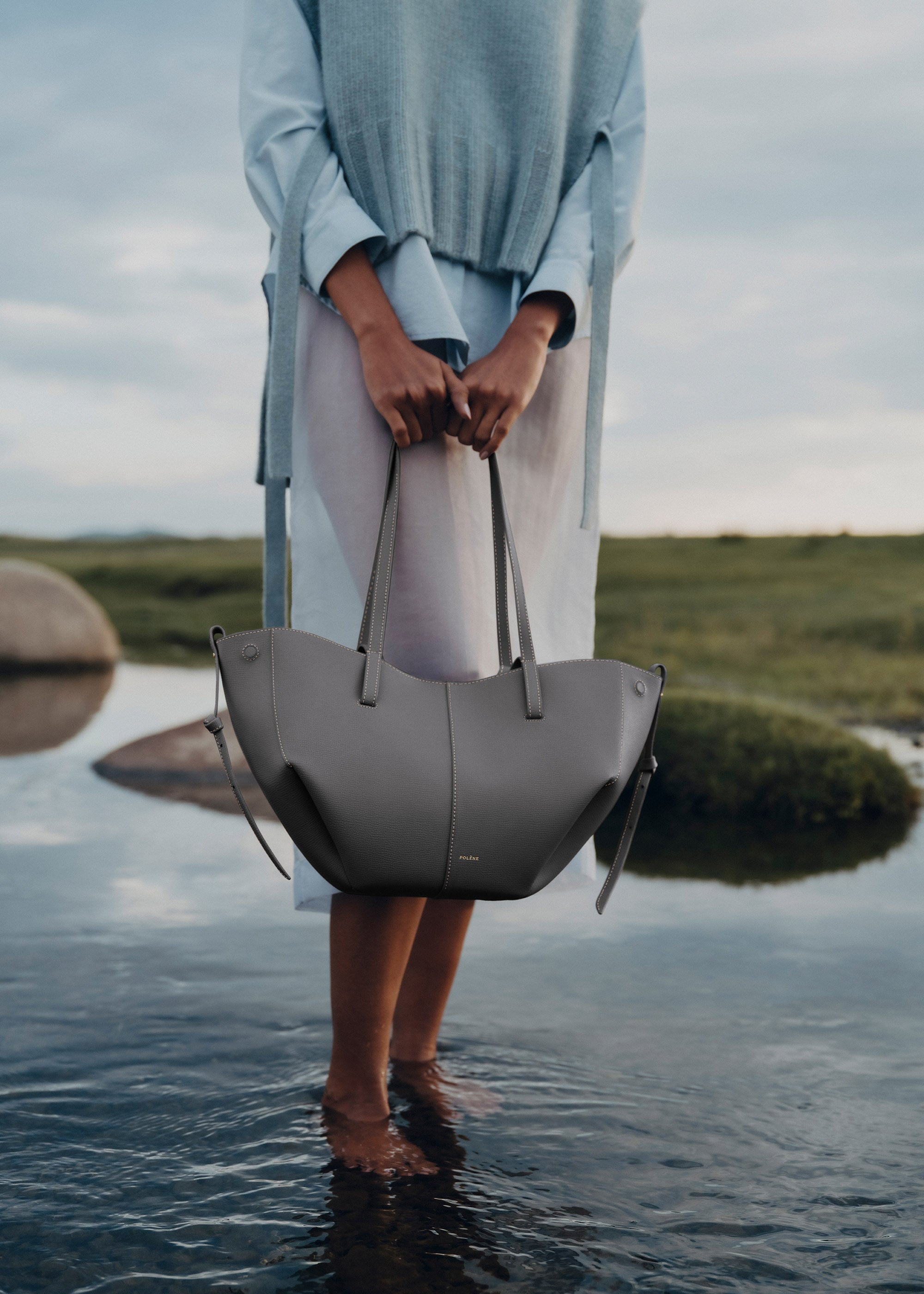 Polène | Bag - Cyme Mini - Textured Stone – Polène EU