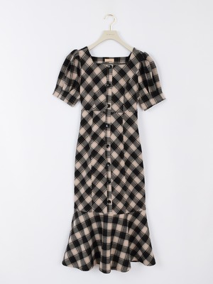 ストレッチチェックマーメイドワンピース｜evelyn（エブリン）公式通販