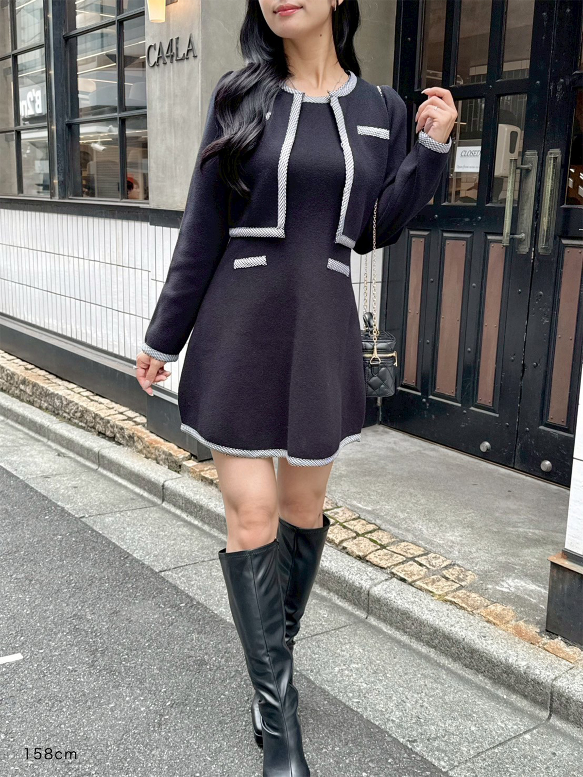 カーデセットバイカラーワンピース｜evelyn（エブリン）公式通販サイト