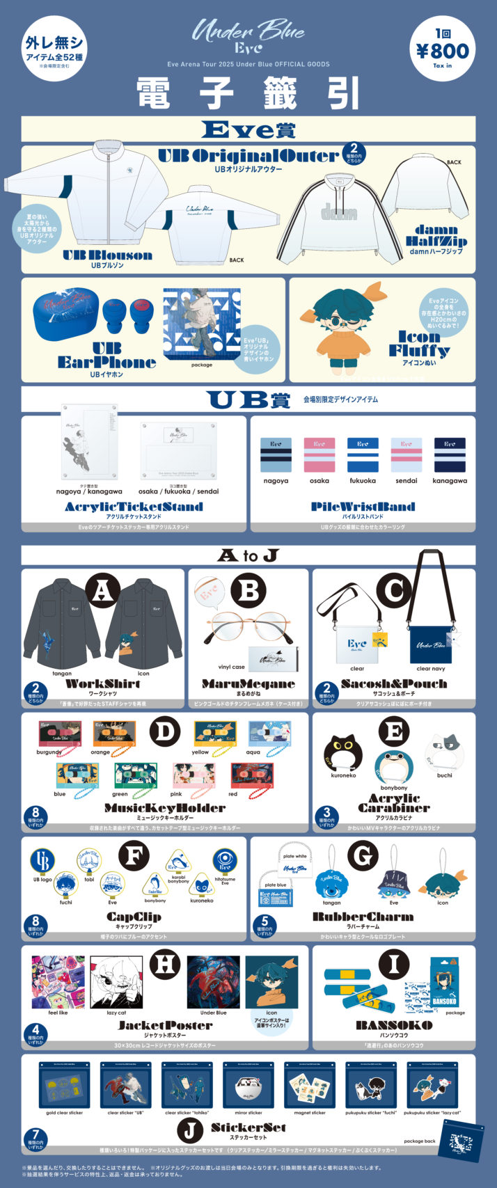 Eve Under Blue くじ Eve賞 アイコンぬい おまけステッカー7種 Eve